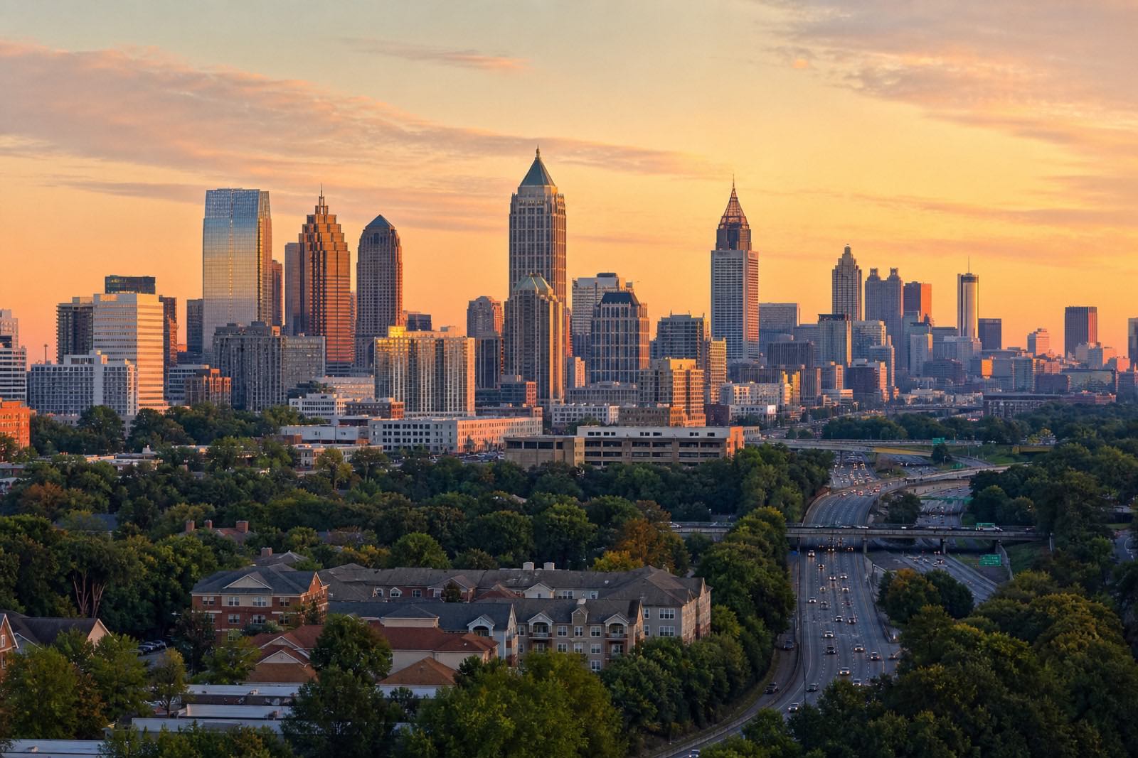 Atlanta metro skyline — the communities and commercial properties Elite Touch serves