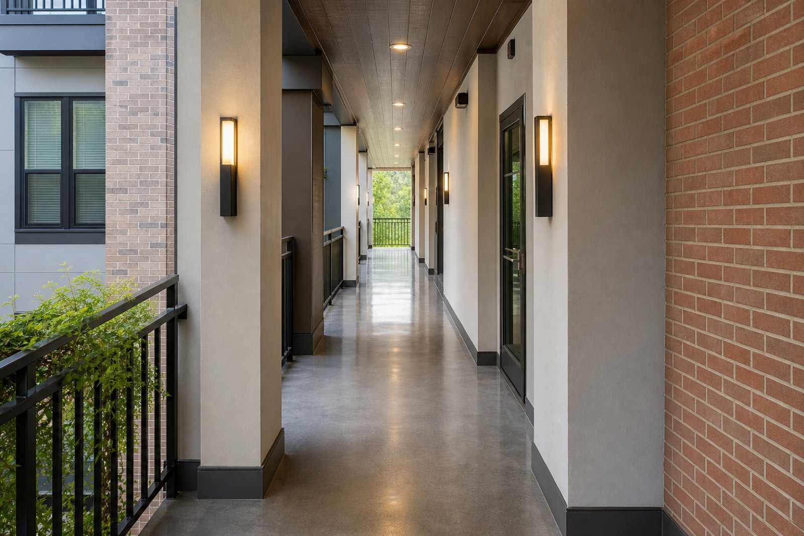 Polished commercial lobby corridor cleaned to a premium finish